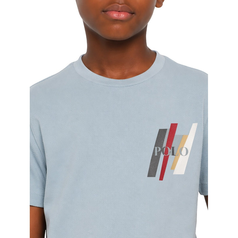 Polo Boys Ivan Printed Short Sleeves T-Shirt In Dusty Blue