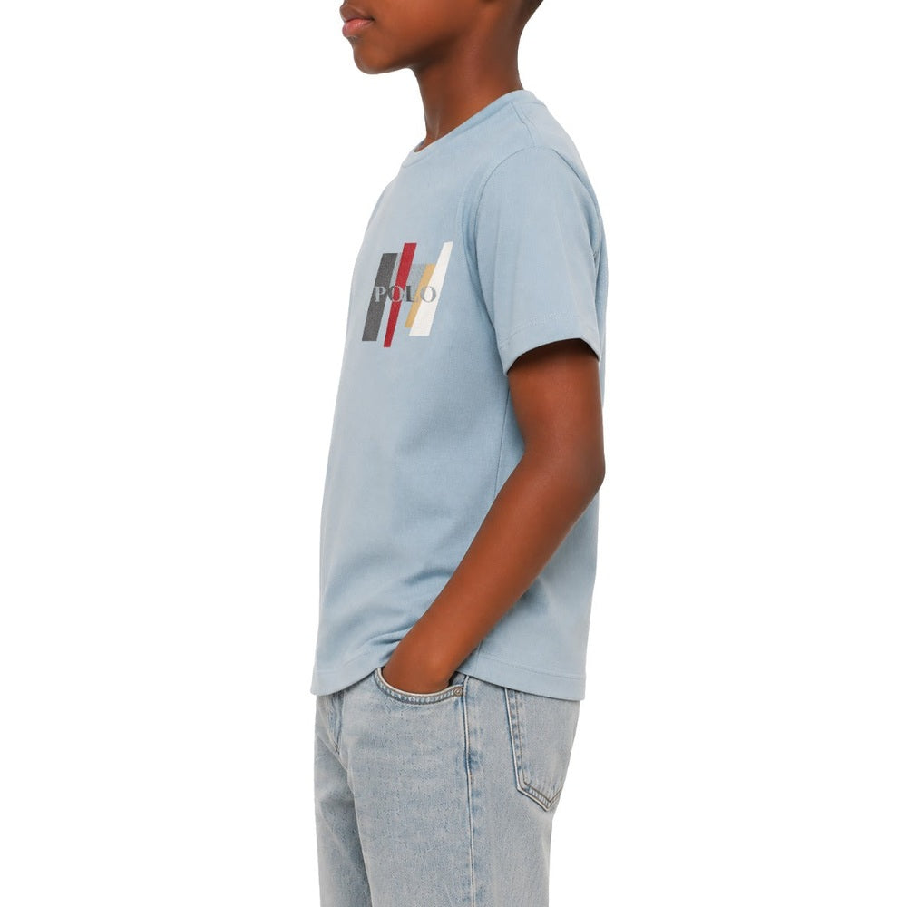 Polo Boys Ivan Printed Short Sleeves T-Shirt In Dusty Blue