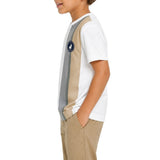 Polo Boys Mandla Printed Side Stripe Short Sleeves T-Shirt In White Multi