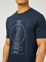 Ben Sherman W78220 Linear Guitar Tee Shirt Navy