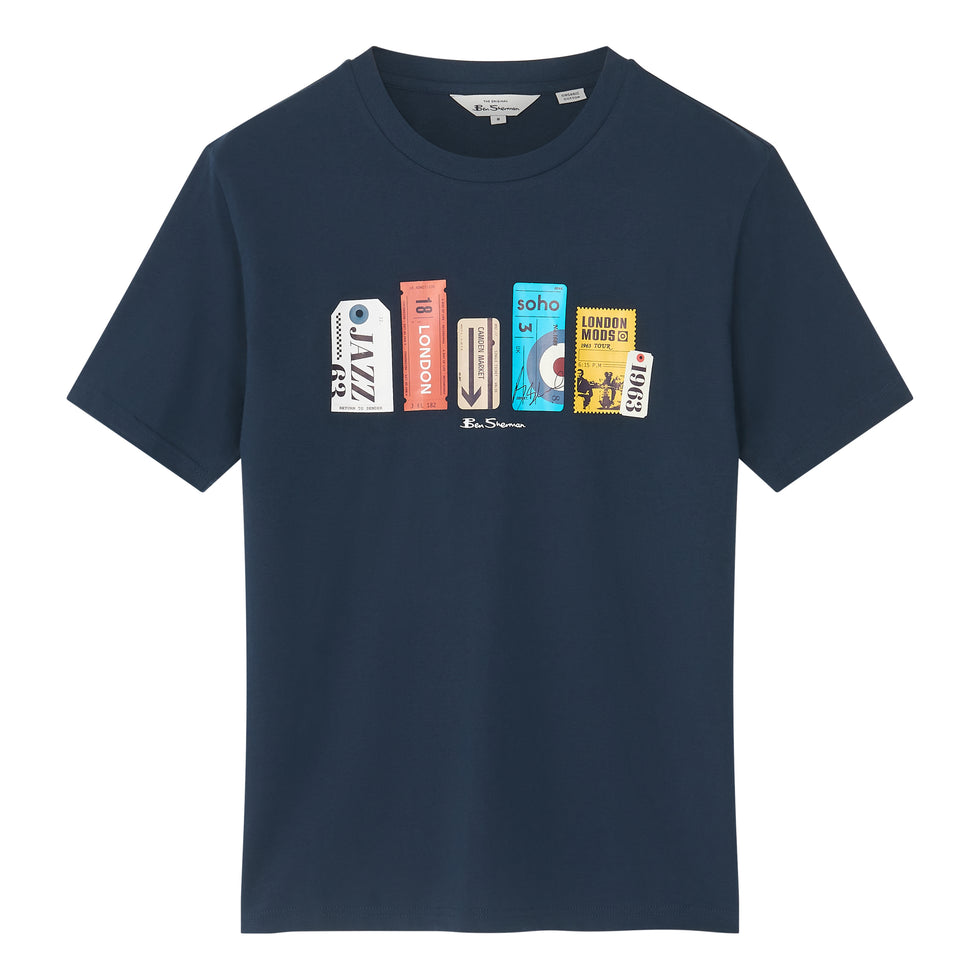 Ben Sherman Tour Tickets T-Shirt In Navy