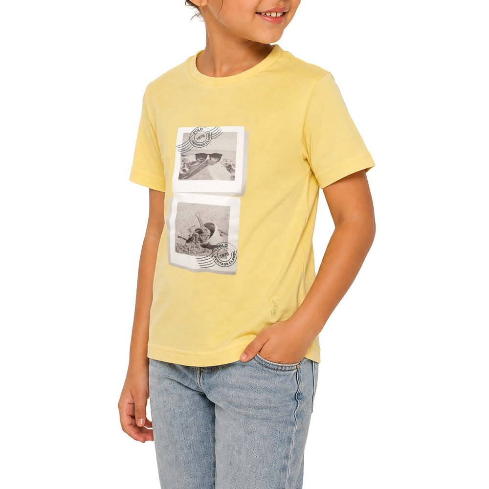 Polo Girls Asha Photo Printed Short Sleeves T-Shirt In Yellow