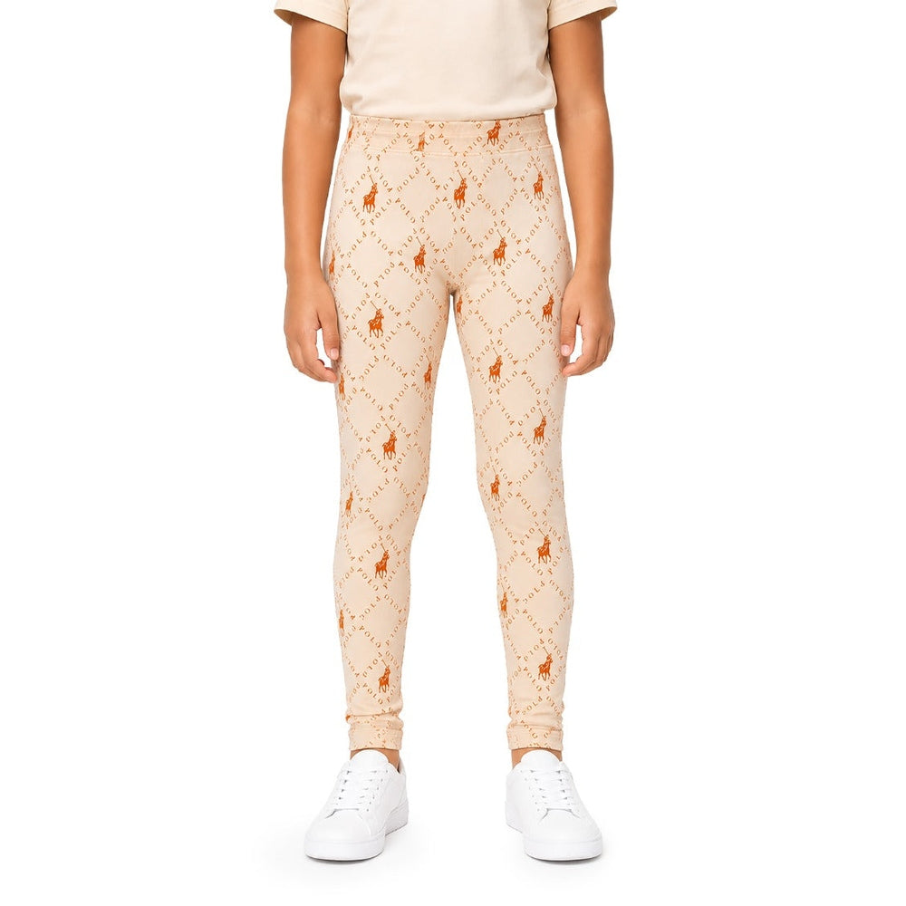Polo Girls Julia Aop Full Length Leggings In Ligt Stone