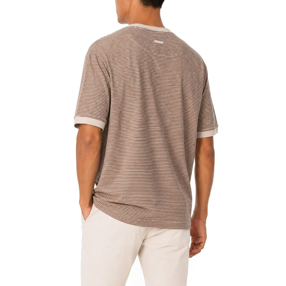 Polo Mens Crewneck Dm Printed Stripe T-Shirt In Stone