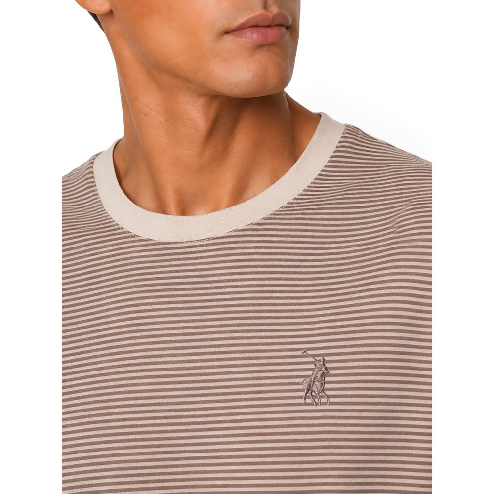 Polo Mens Crewneck Dm Printed Stripe T-Shirt In Stone