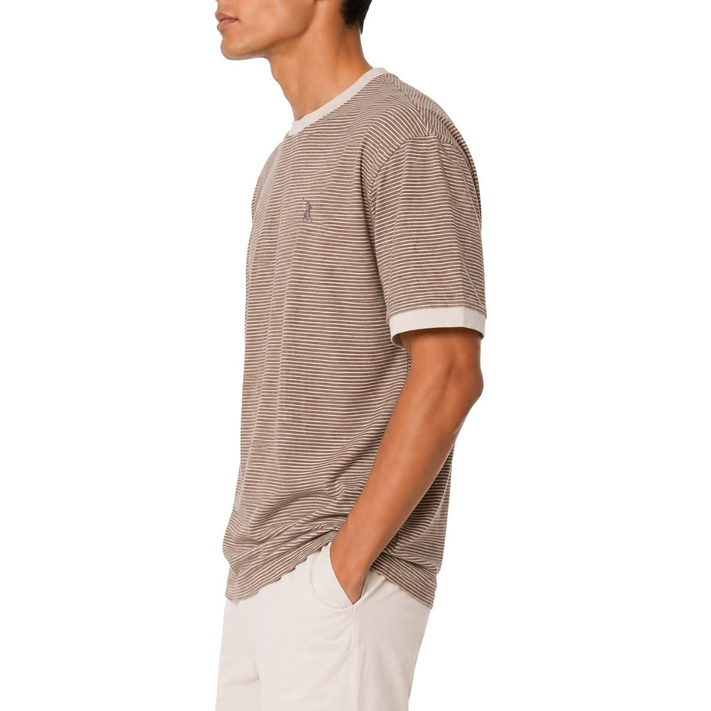 Polo Mens Crewneck Dm Printed Stripe T-Shirt In Stone