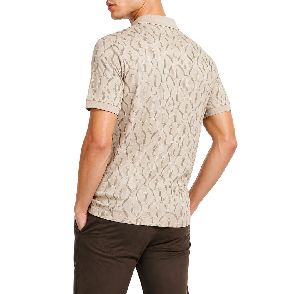 Polo Mens Pima Printed Short Sleeves Golfer In Stone Multi