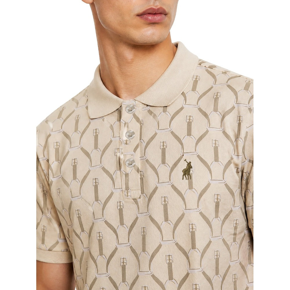 Polo Mens Pima Printed Short Sleeves Golfer In Stone Multi