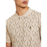 Polo Mens Pima Printed Short Sleeves Golfer In Stone Multi