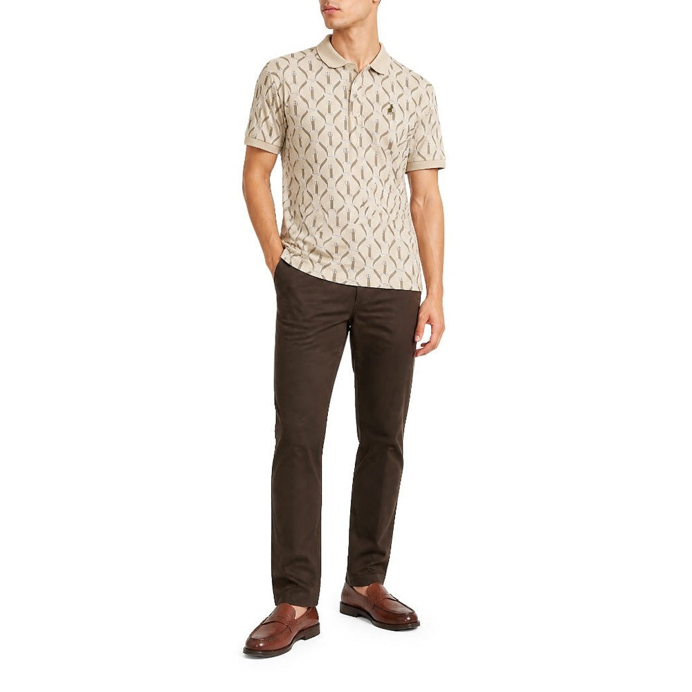Polo Mens Pima Printed Short Sleeves Golfer In Stone Multi
