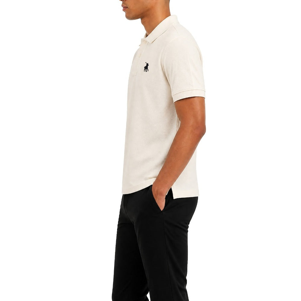 Polo Mens Essential Pique Golfer in Off White
