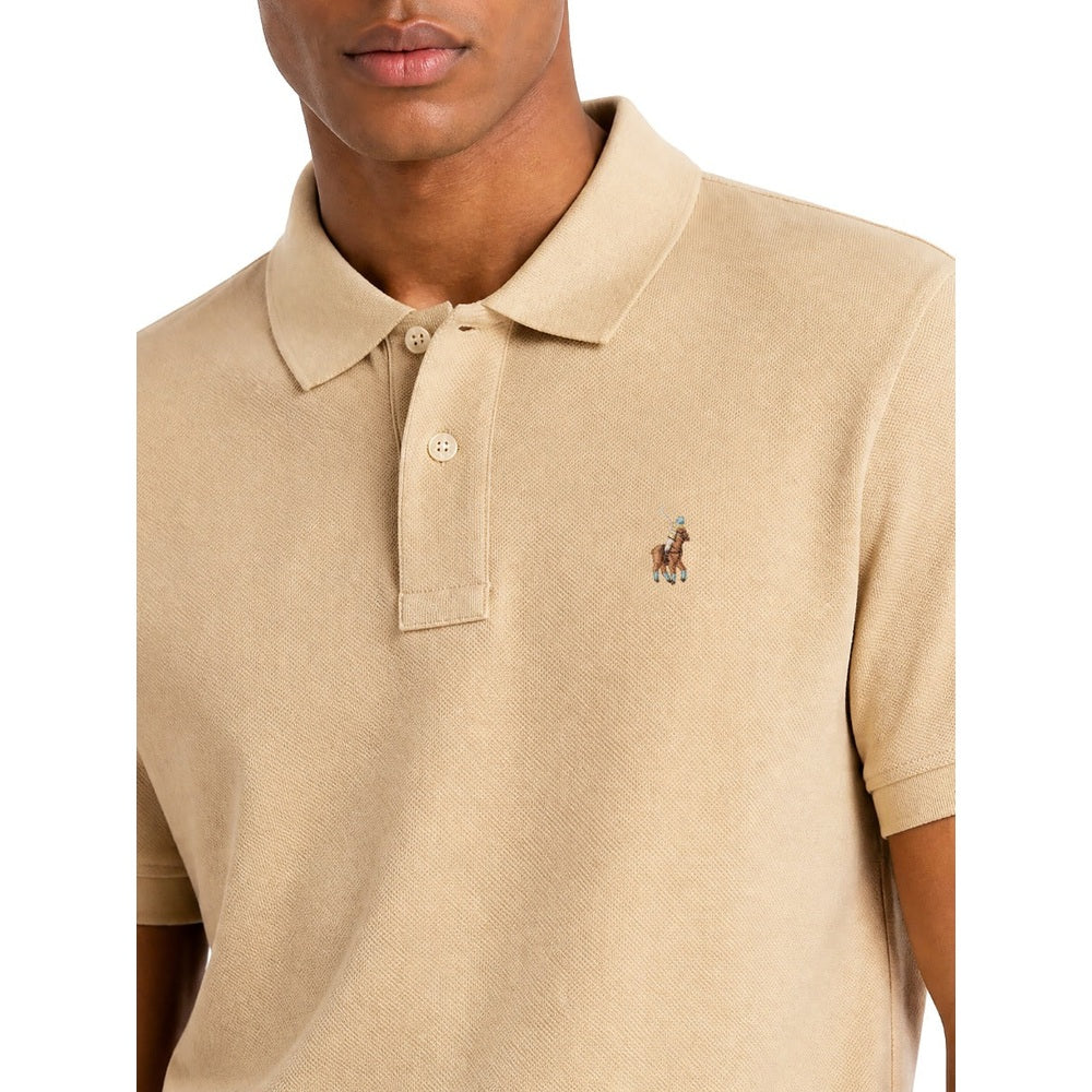 Polo Mens Essential Pique Short Sleeves Golfer In Camel
