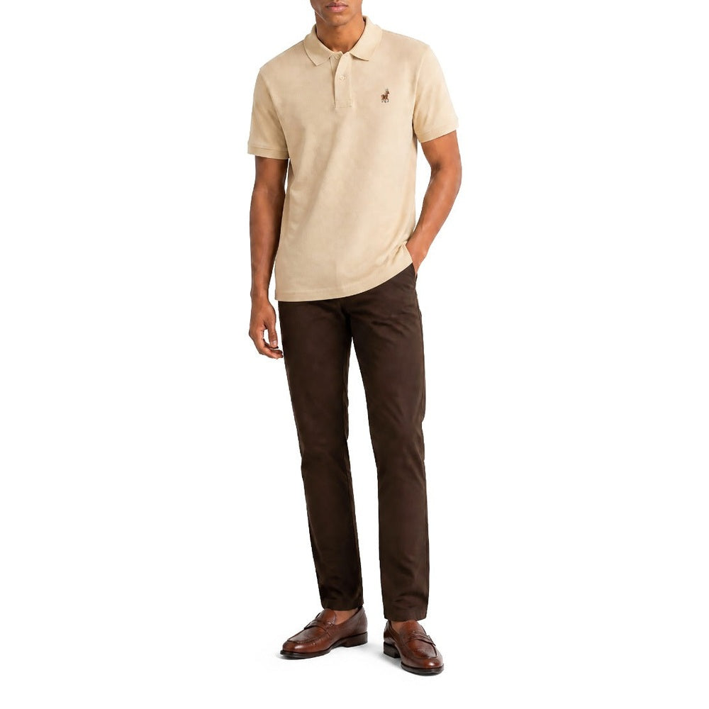 Polo Mens Essential Pique Short Sleeves Golfer In Camel