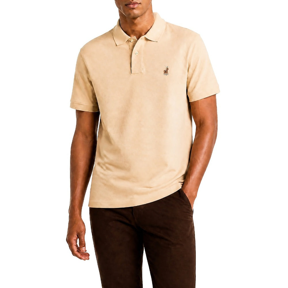 Polo Mens Essential Pique Short Sleeves Golfer In Camel