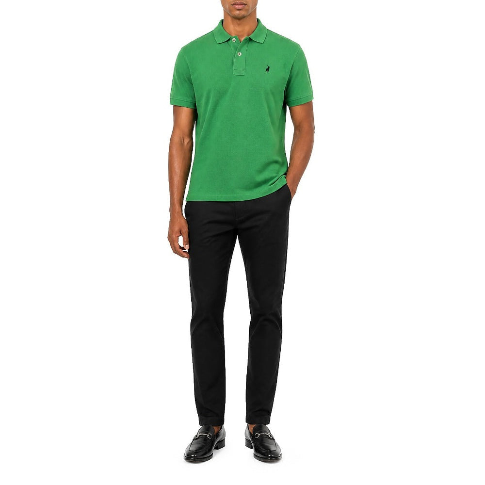 Polo Mens Essential Pique Short Sleeves Golfer In Dark Green