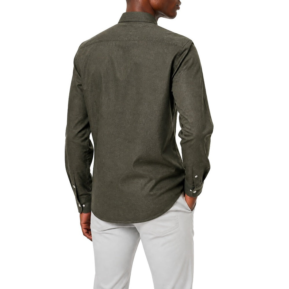Polo Mens Long Sleeve Plain Linen Blend Shirt In Green