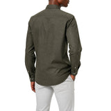 Polo Mens Long Sleeve Plain Linen Blend Shirt In Green