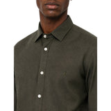 Polo Mens Long Sleeve Plain Linen Blend Shirt In Green