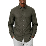 Polo Mens Long Sleeve Plain Linen Blend Shirt In Green