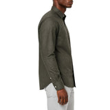Polo Mens Long Sleeve Plain Linen Blend Shirt In Green