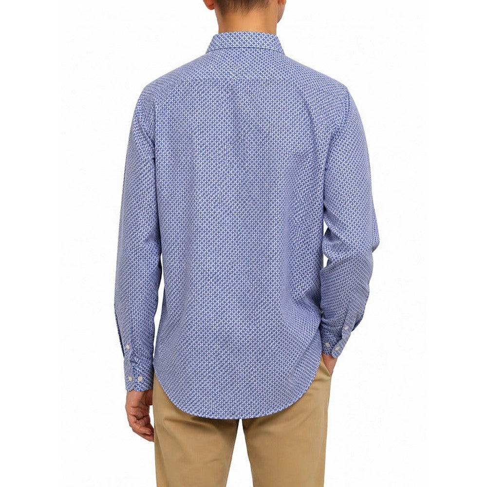 Polo Mens Long Sleeve Micro Print Shirt In Blue