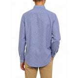Polo Mens Long Sleeve Micro Print Shirt In Blue