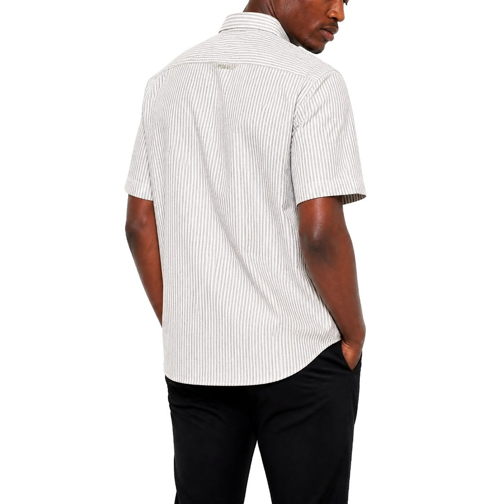 Polo Mens Short Sleeves Stripe Shirt In Green/White