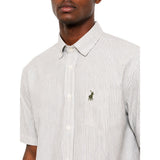 Polo Mens Short Sleeves Stripe Shirt In Green/White