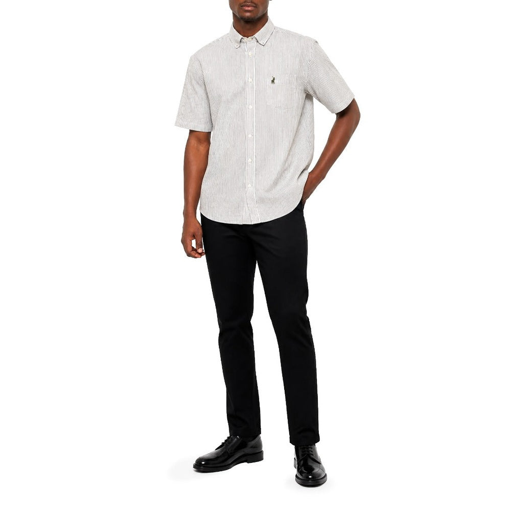 Polo Mens Short Sleeves Stripe Shirt In Green/White