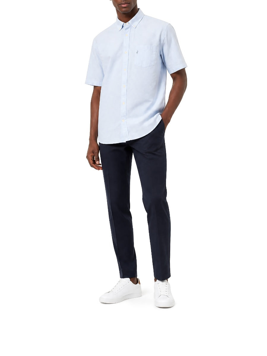 Polo Mens Classic Plain Oxford Short Sleeves Shirt In Light Blue