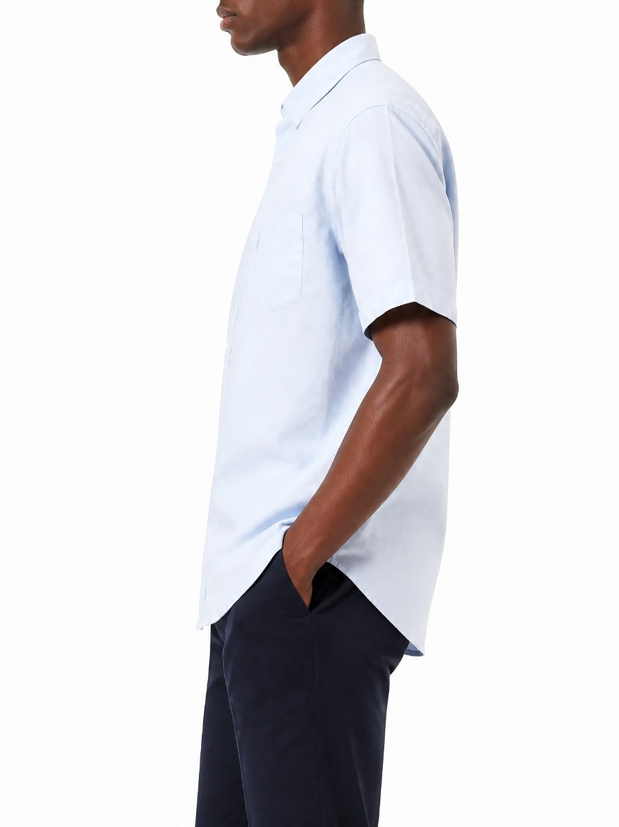 Polo Mens Classic Plain Oxford Short Sleeves Shirt In Light Blue