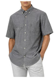 Polo Mens Short Sleeves Classic Plain Oxford Shirt In Charcaol