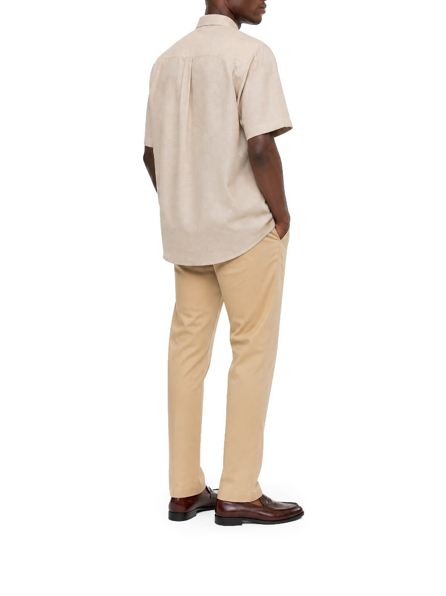 Polo Mens Classic Plain Oxford Short Sleeves Shirt In Stone