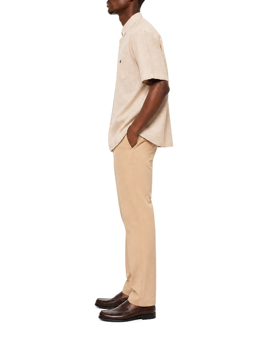 Polo Mens Classic Plain Oxford Short Sleeves Shirt In Stone