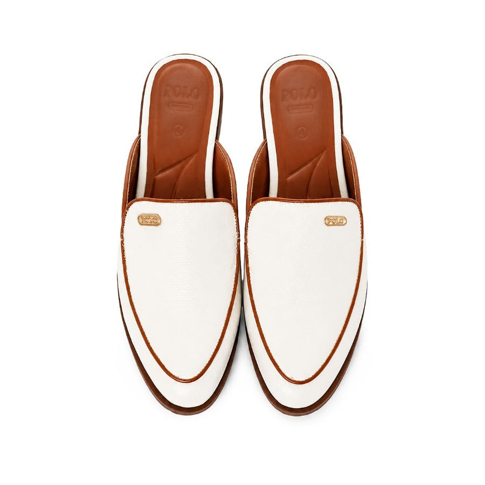 Polo 0078858 Womens Textured Mule Shoes Tan White
