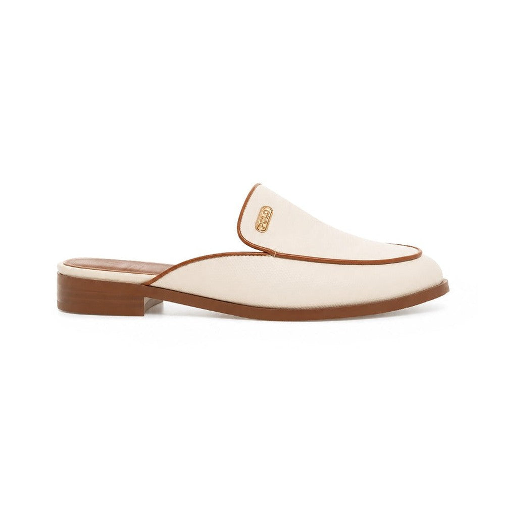 Polo 0078858 Womens Textured Mule Shoes Tan White