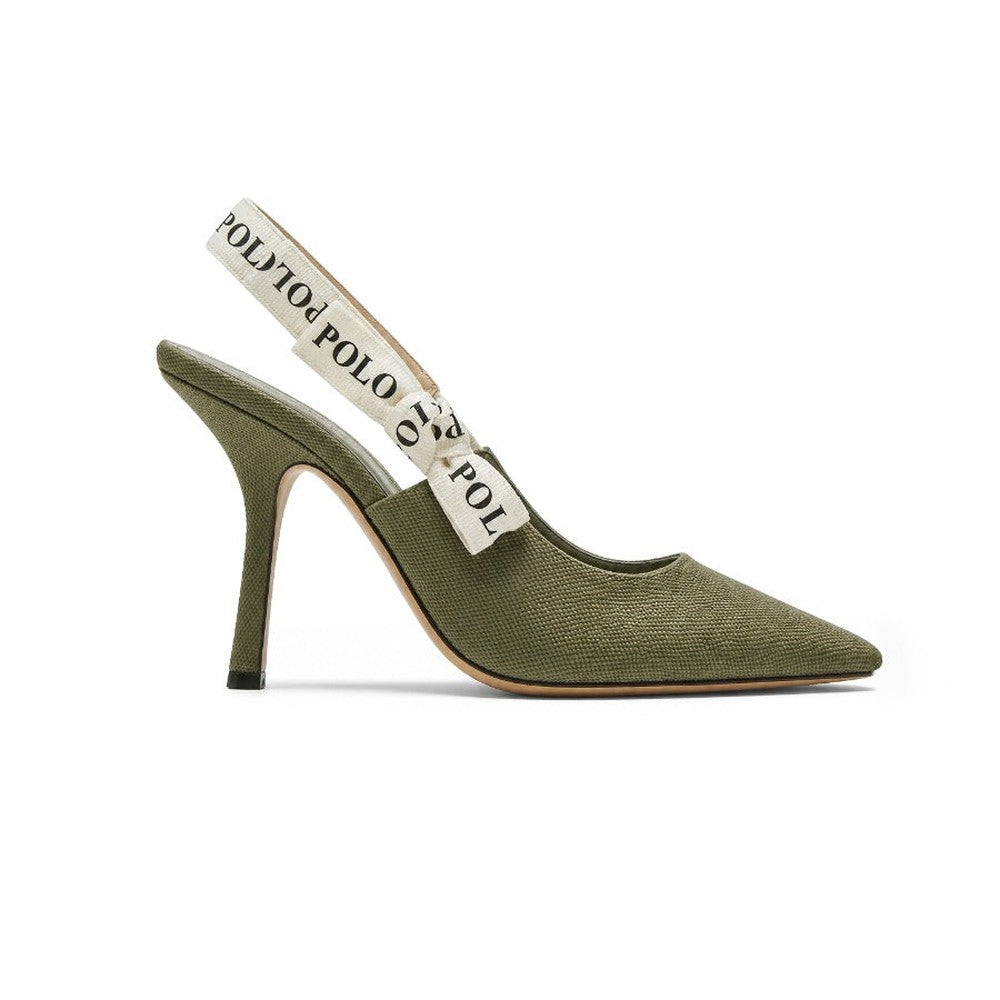 Polo Ladies Tape Slingback Heels In Olive