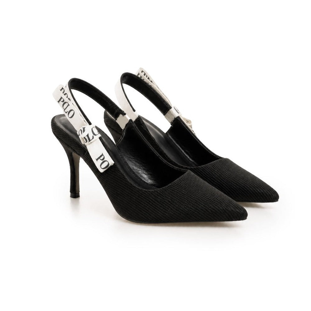 Polo Womens Tape Slingback Heels In Black