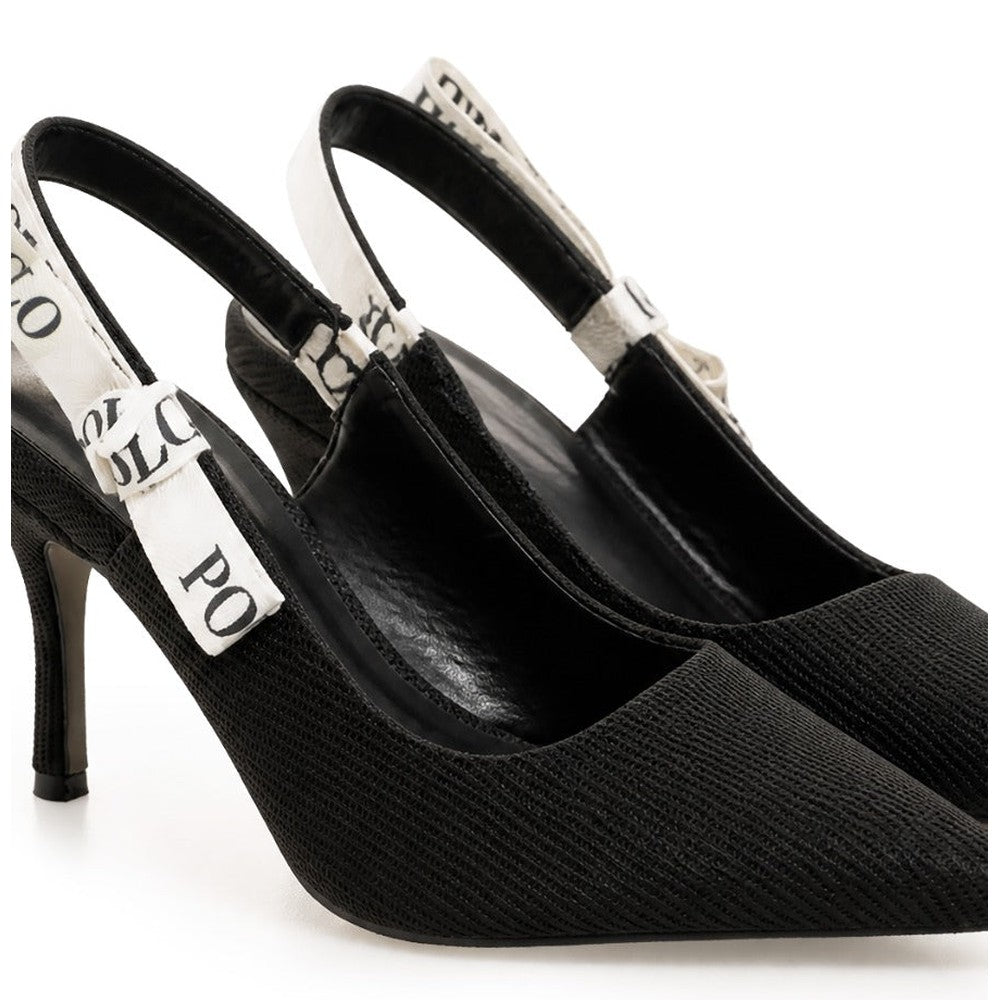 Polo Womens Tape Slingback Heels In Black