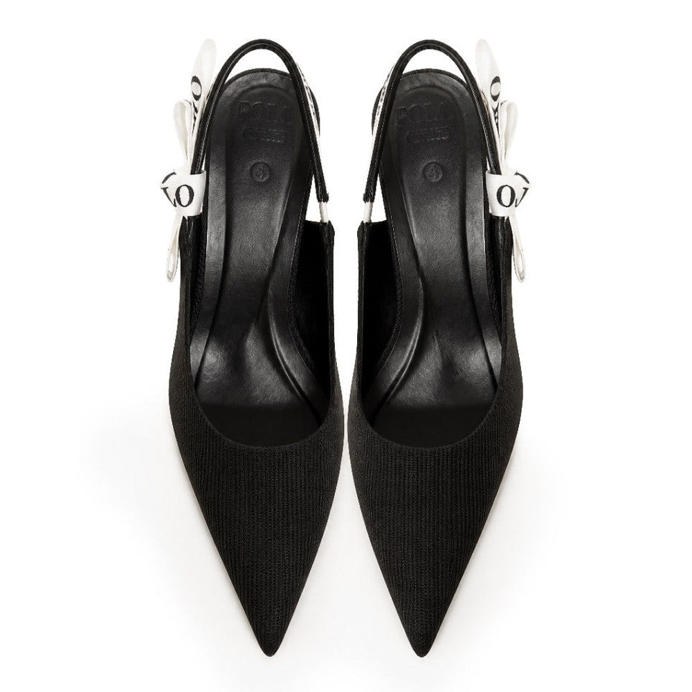 Polo Womens Tape Slingback Heels In Black