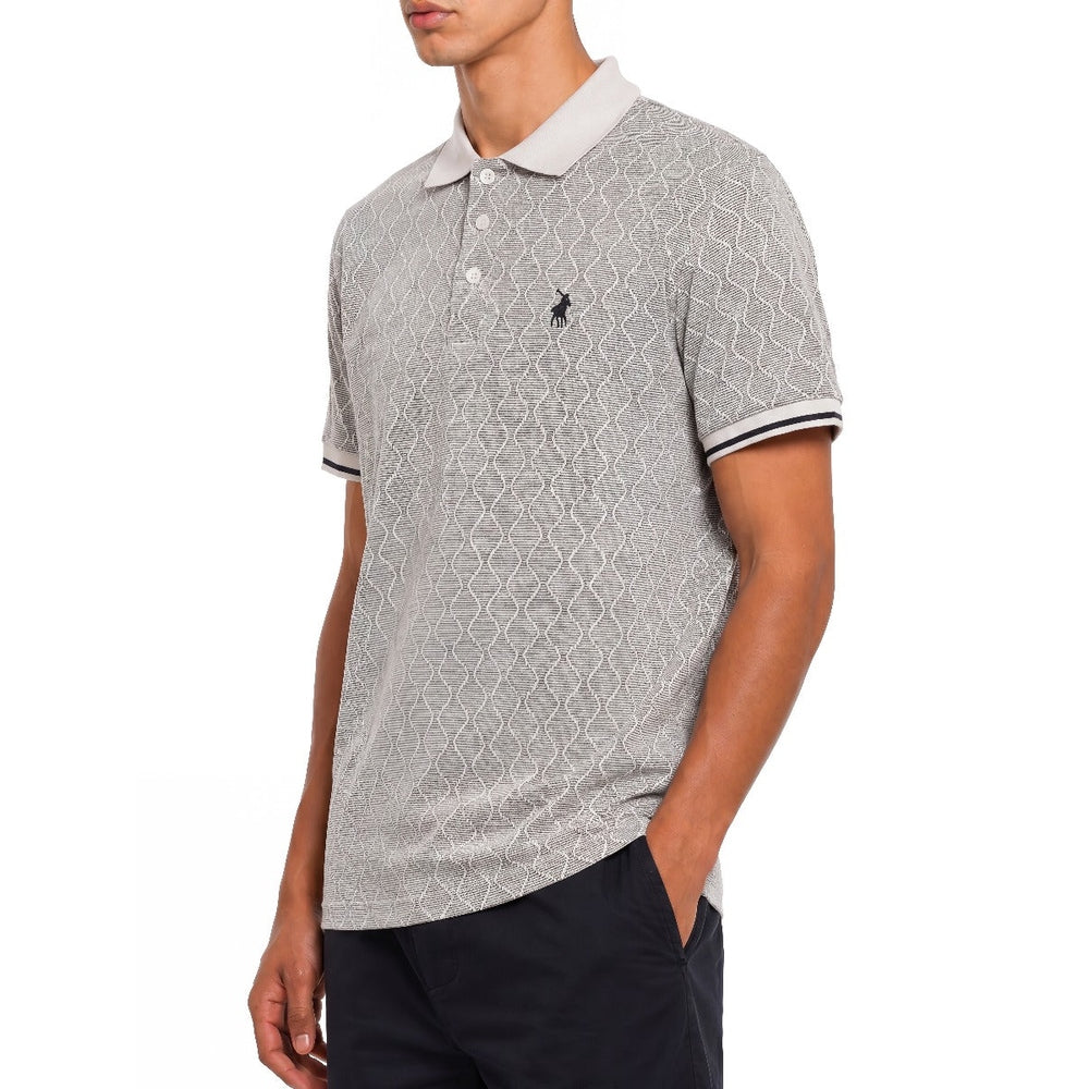 Polo Mens Geometric Pima Printed Golfer In Grey