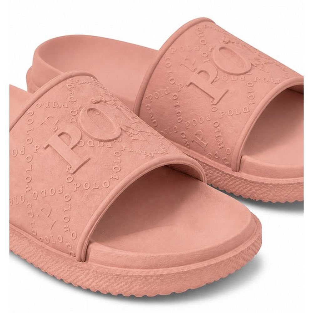 Polo Girls Monogram Moulded Pool Slides In Pink