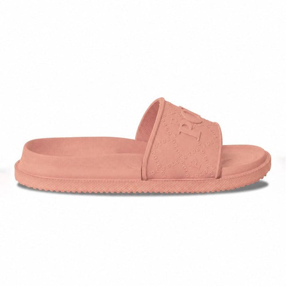 Polo Girls Monogram Moulded Pool Slides In Pink