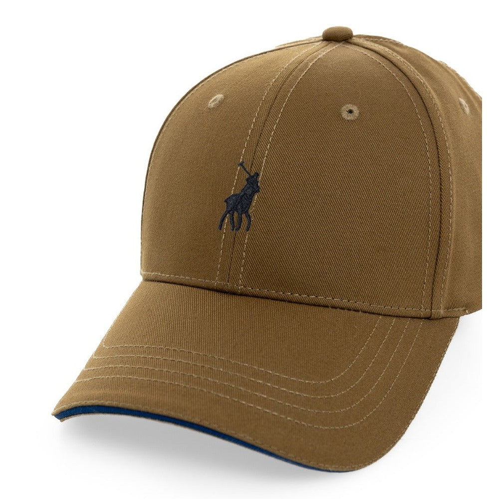Polo Mens 6 Panel Structured Peak Cap In Khaki