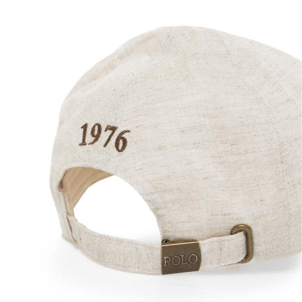 Polo Mens 6 Panel Linen Peak Cap In Stone