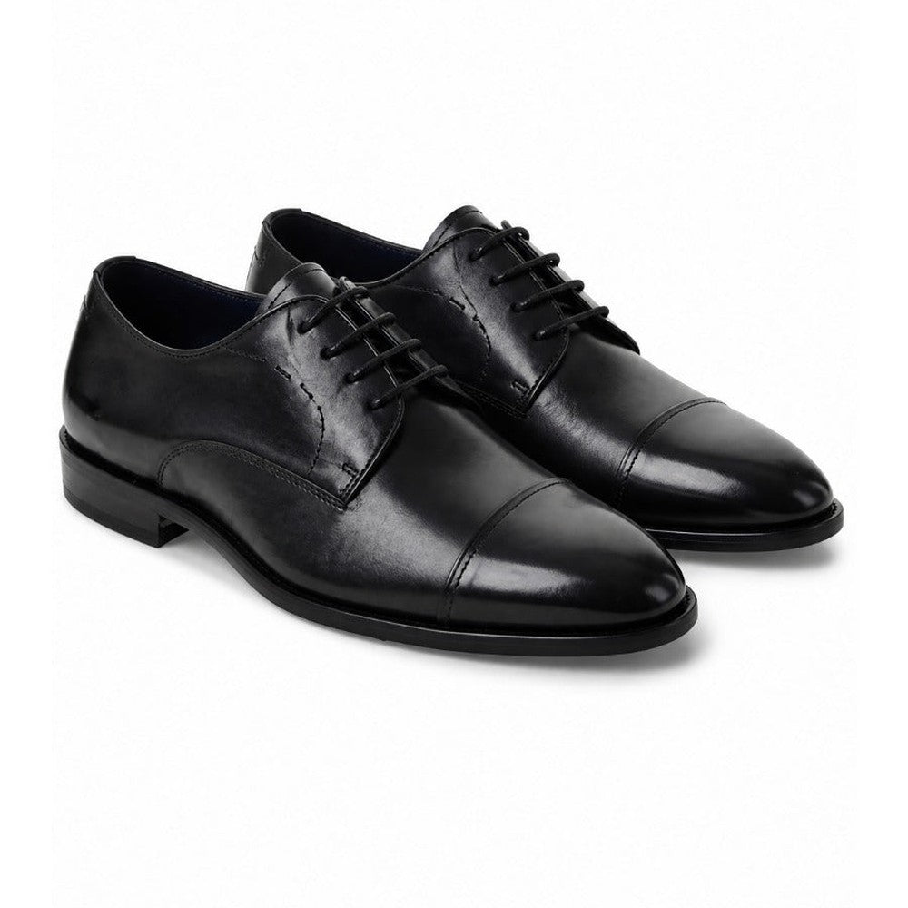 Polo Mens Gibson Leather Formal Toe Cap Lace Up Shoes In Black