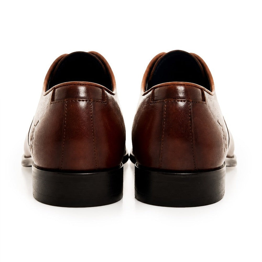 Polo Mens Gibson Leather Formal Toe Cap Lace Up Shoes In Tan
