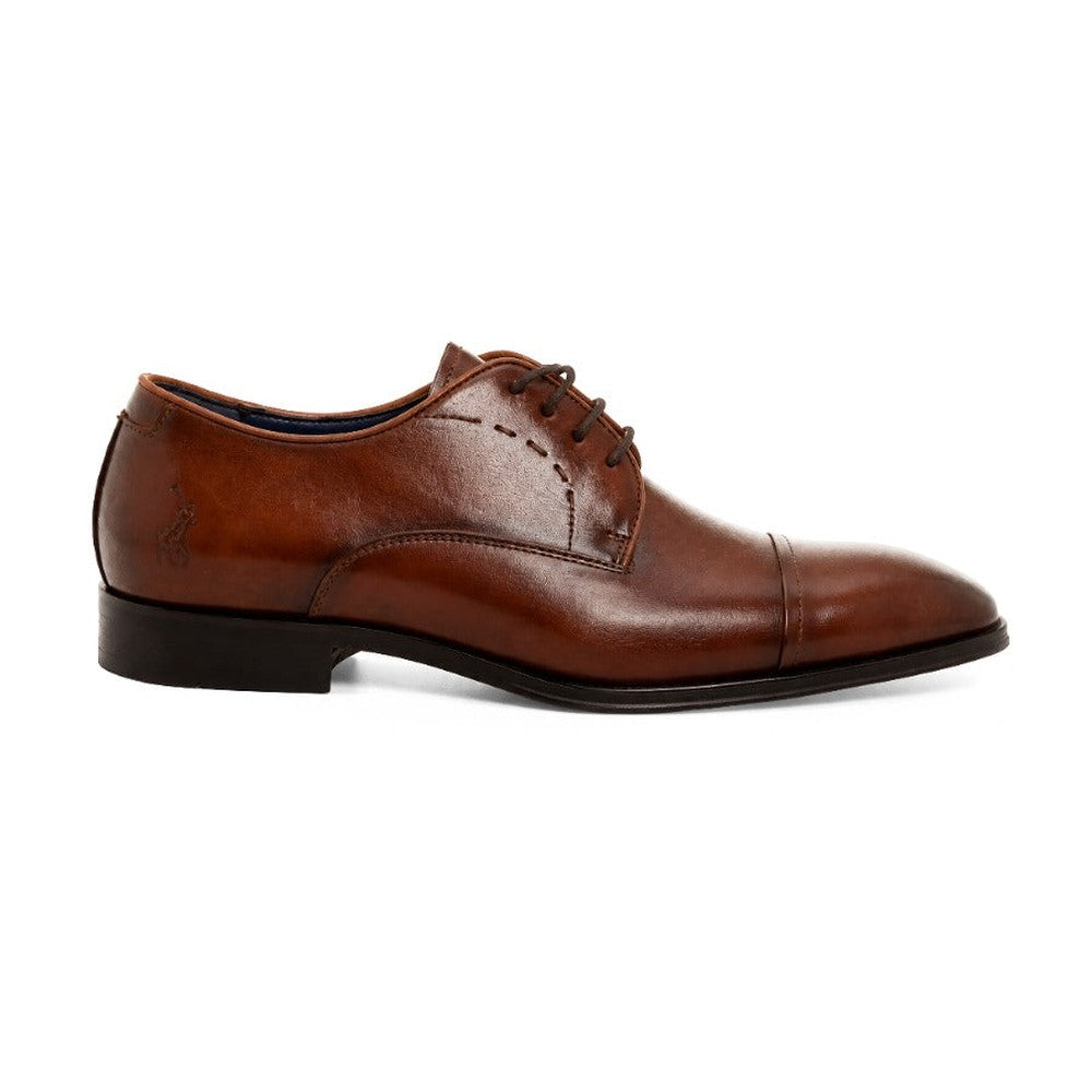 Polo Mens Gibson Leather Formal Toe Cap Lace Up Shoes In Tan