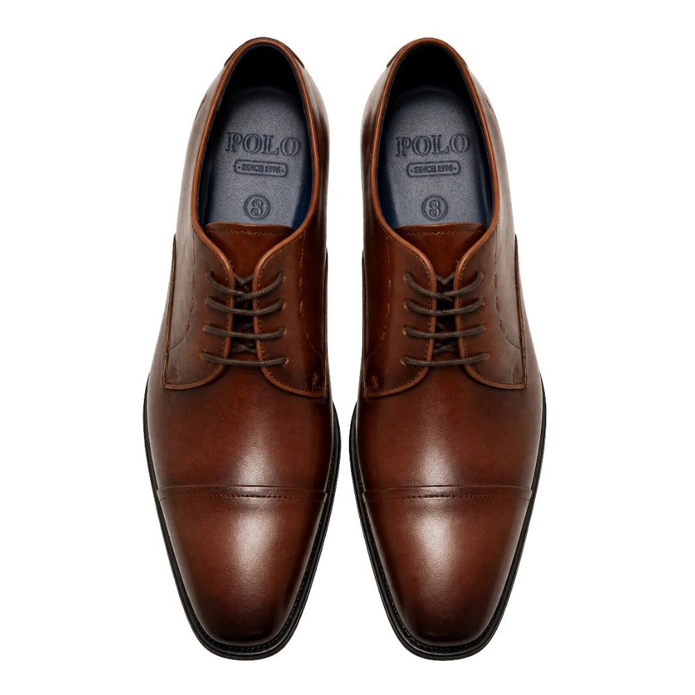 Polo Mens Gibson Leather Formal Toe Cap Lace Up Shoes In Tan