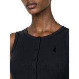 Polo Womens Hazel Slevevless Button Tank Top In Navy